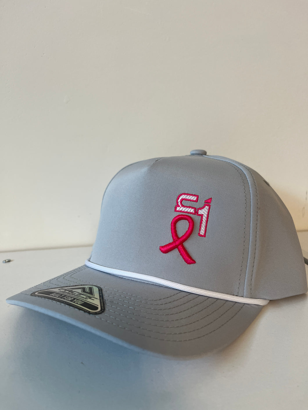 P421 Silver/White Rope w/ Breast Cancer On1 Logo
