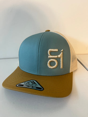 104C- Smoke Blue/Beige/Amber Gold w/ Beige ON1 Logo