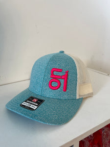 115 Heather Teal/Cream with Pink ON1 Logo