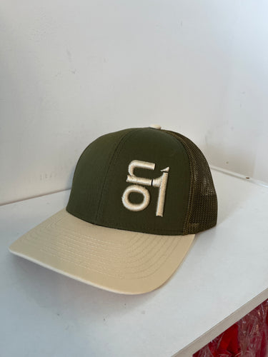 P114- Olive Drab Green/Cream with Cream ON1 Logo