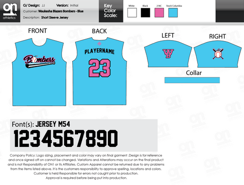 Bombers Blue Short Sleeve Jersey