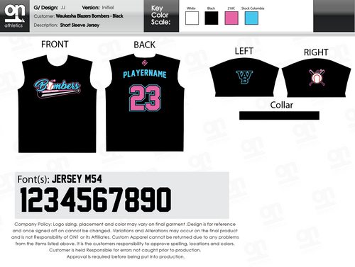 Bombers Black Short Sleeve Jersey