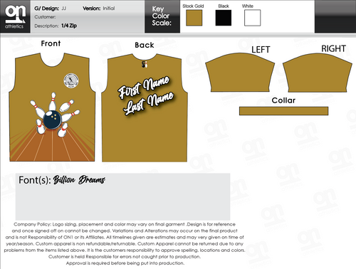 Fulldye 1/4 Zip Bowling Shirt