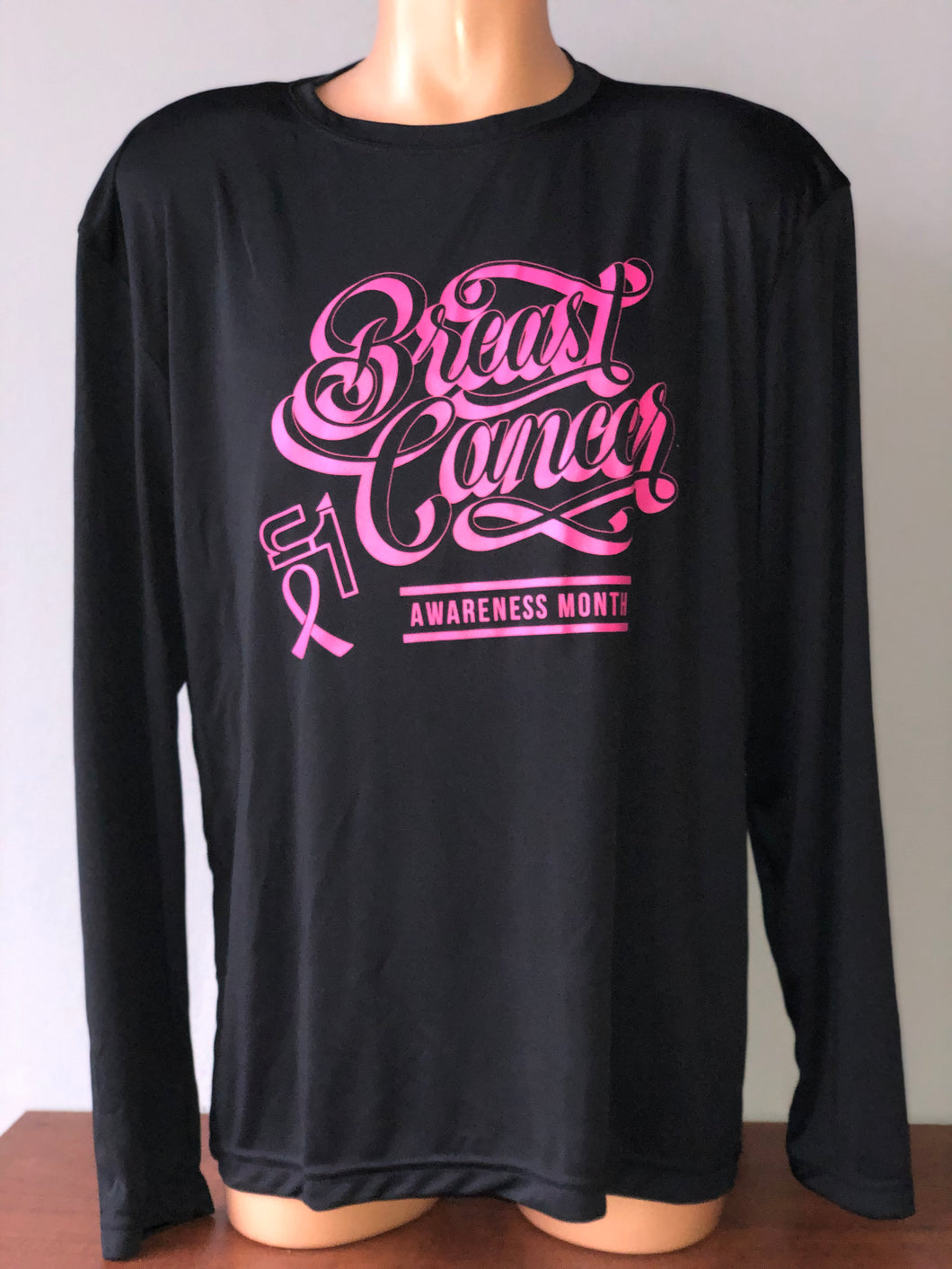 Black Breast Cancer T-Shirt-LongSleeve