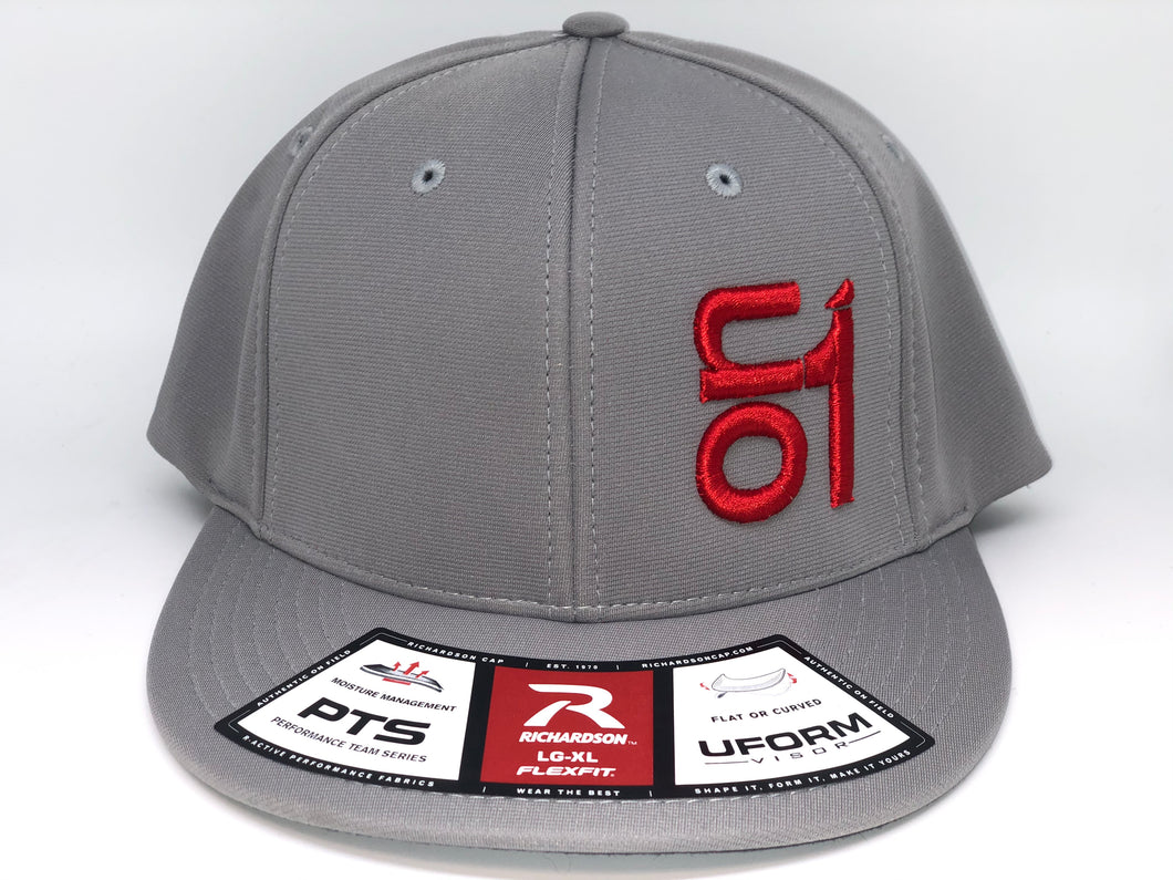 RED ON1 Logo- Richardson PTS20- Grey Back/Grey Crown/Grey Brim