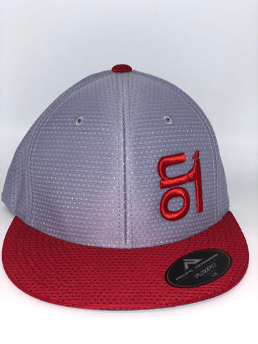 Pacific ES818 Silver Back/ Silver Crown/ Red Brim w/ RED ON1 Logo