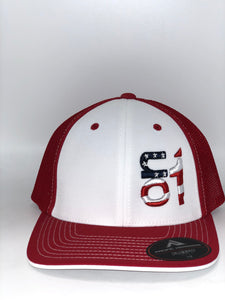 USA ON1 Logo- Red Mesh/White Crown/Red Brim