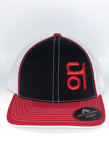 Red ON1 Logo-White Mesh/Black Crown/Red Brim