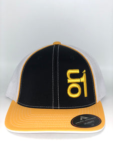 Yellow ON1 Logo- White Mesh/ Black Crown/ Yellow Gold Brim