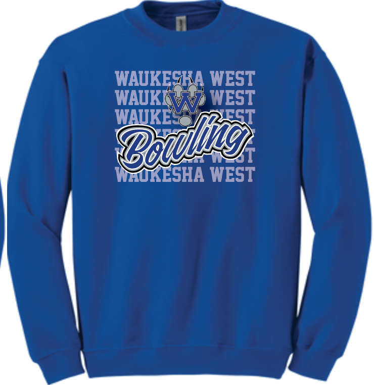 West Bowling- Blue / Crew Neck Sweatshirt / Repeat design